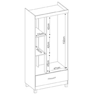 Guarda-Roupa Solteiro 3 Portas com 1 Gaveta Amêndoa/Off White Prince – Design Moderno e Funcional - imagem 5
