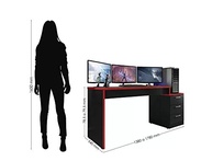 Mesa Gamer Escrivaninha Desk DRX 5000 - Design Preto/Vermelho com Estilo e Conforto - imagem 3