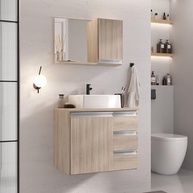 Conjunto Prisma 60cm com Vidro - Design Moderno em Madeira e Acabamento em Alumínio - imagem 1