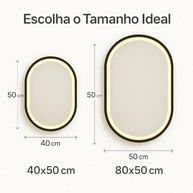 Espelho Oval de Corpo Inteiro 80x50cm com LED - Design Premium para Quarto e Sala - imagem 2