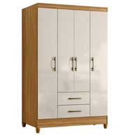 Guarda-Roupa Solteiro 4 Portas 2 Gavetas Armany – Design Moderno em Madeirado e Off White - imagem 1
