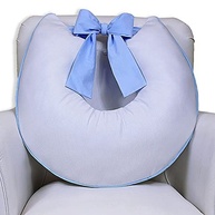 Almofada de Amamentação Confortável com Laço - Design Branco e Azul - imagem 1