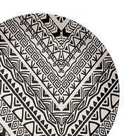 Pratos Rasos em Fibra de Bambu 25cm - Jogo com 4 Peças Ecológicas com Design Étnico Preto e Branco - imagem 4