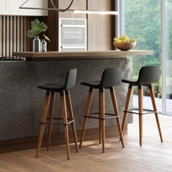 Kit 3 Banquetas Altas para Balcão de Cozinha - Design Moderno em Preto e Carvalho - imagem 1