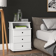 Mesa de Cabeceira de Luxo com 3 Gavetas em Branco - Design Moderno e Funcional - imagem 3