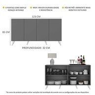 Aparador Buffet 4 Portas Retro Design Veneza - Grafite e Branco | MDP Premium - imagem 3