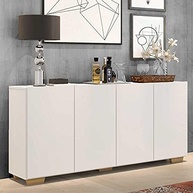 Aparador Buffet 4 Portas Veneza Multimóveis | Design Moderno em Branco/Natural - imagem 3