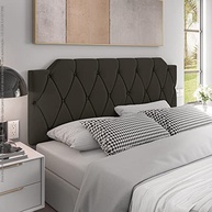 Conjunto Mesa de Cabeceira com Gaveta + Cabeceira Estofada para Cama Queen Size - Design Moderno Marrom - imagem 5