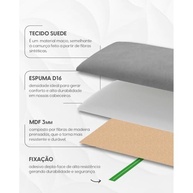 Cabeceira Modular Estofada para Cama de Casal - Design Sofisticado com Fita Dupla Face (Off White) - imagem 4