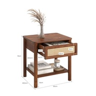 Mesa de Cabeceira em Palhinha Natural com Madeira Maciça - Design Artesanal para Quarto de Casal - imagem 3