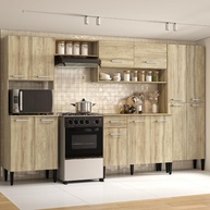 Cozinha Completa Arizona Plus com Armário e Balcão Carraro - Design Moderno em Carvalho - imagem 1