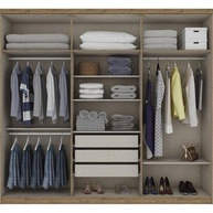 Guarda-Roupa Casal 6 Portas 3 Gavetas Melvin Espresso - Design Rústico Off White - imagem 3