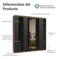 Guarda-Roupa Casal 8 Portas com Espelho Venus Madesa - Design Rustic/preto/preto - imagem 5