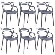 Cadeiras Allegra - Kit com 6 Unidades em Polipropileno, Design Moderno, Empilháveis - Cinza Escuro - imagem 1