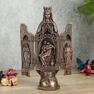 Escultura de Dama da Graça com Políptico 20,5 cm - Acabamento Bronze Fundido a Frio Veronese Design - imagem 2