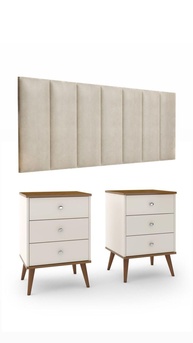Conjunto Cabeceira Cama Queen 1,60 com 2 Criados-Mudos | Design Moderno e Funcional - imagem 1