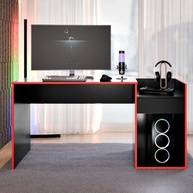 Mesa para Computador Gamer Eros com Gaveta e Nicho para CPU - Design Preto/Vermelho - imagem 3
