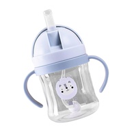 Copo Infantil KIMISS com Canudinho de Palha 250ml - Azul com Design Animal à Prova de Vazamento - imagem 1