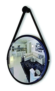 Espelho Redondo 40cm Preto com Alça e Suporte - Design Elegante para Ambientes Modernos - imagem 2