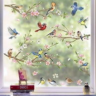 Adesivos de Janela com Design de Galho e Pássaros - Decalques Decorativos para Vidro com Efeito Estático - imagem 4