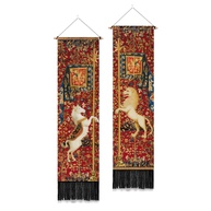 Tapeçaria de Parede com Design Vintage de Cavalo Leão - 2 Peças Decorativas com Borlas para Sala e Quarto - imagem 1