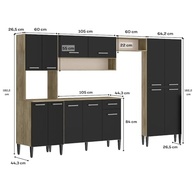 Cozinha Completa Arizona Plus com Armário e Balcão Carraro - Design Moderno em Carvalho/Preto - imagem 3