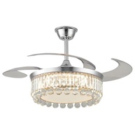 Ventilador de Teto Retrátil com Cristais e LED | 4 Pás, Controle Remoto, Design Luxuoso - imagem 2