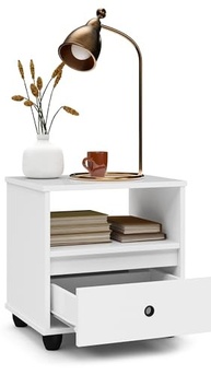 Kit 2 Mesas de Cabeceira Retro com Gaveta – Design Moderno para Quarto e Cama - imagem 4