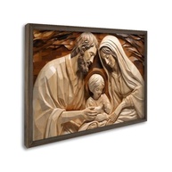 Quadro Decorativo Religioso Sagrada Família | 60x90cm Tabaco | Design Inspirador e Proteção Espiritual - imagem 2