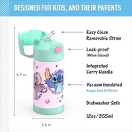 THERMOS FUNTAINER Garrafa de Água com Canudo 340g - Isolada a Vácuo para Crianças com Design Divertido - imagem 3