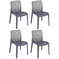 Kit 4 Cadeiras Gruvyer para Jantar e Cozinha - Design Moderno em Polipropileno com Encosto em Grade - imagem 2