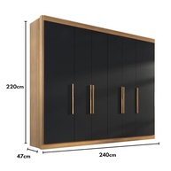 Guarda-Roupa Casal Valencia 6 Portas e 6 Gavetas – Design Moderno em Teka e Onix - imagem 3