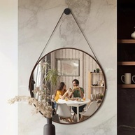 Espelho Redondo Adnet 60cm - Design Escandinavo com Suporte em Alumínio | Ideal para Sala, Quarto e Banheiro - imagem 2