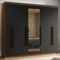 Guarda-Roupa Casal 8 Portas com Espelho Venus Madesa - Design Rustic/preto/preto - imagem 2