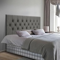 Cabeceira Casal Capitonê Estofada Paris Suede Cinza - Design Sofisticado e Conforto Premium - imagem 3