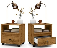 Kit 2 Mesas de Cabeceira Freijó com Gaveta - Design Retro Moderno para Quarto - imagem 2