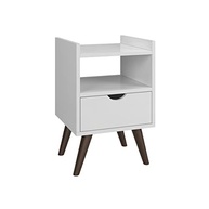 Mesa de Cabeceira Alice Retrô com 1 Gaveta e Nicho – Design Elegante e Funcional em Branco - imagem 5