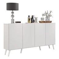 Aparador Buffet 4 Portas com Pés Retrô Veneza Multimóveis Branco - Design Moderno e Funcionalidade - imagem 2
