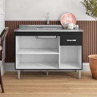 Balção para Pia Gabriela 1,20m com 3 Portas e Gaveta - Design Moderno em Preto - imagem 4