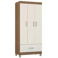 Guarda-Roupa Solteiro 3 Portas com 1 Gaveta Amêndoa/Off White Prince – Design Moderno e Funcional - imagem 1