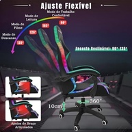 Cadeira Gamer RGB Python Fly com Iluminação, Design Ergonômico e Reclínio (Verde) - imagem 4