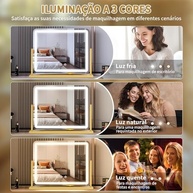Espelho de Maquilhagem Iluminado com LED RGB Touch Screen - Design Moderno e Versátil - imagem 5