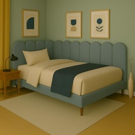 Cabeceira de Cama King 10 Módulos Modelo Nuvem 45x20 cm Azul Claro - Design Moderno e Confortável - imagem 1