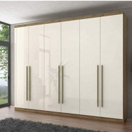Guarda-Roupa Casal 6 Portas 3 Gavetas Melvin Espresso - Design Rústico Off White - imagem 1