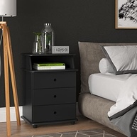 Mesa de Cabeceira de Luxo com 3 Gavetas em Preto Premium - Design Moderno e Funcional - imagem 3