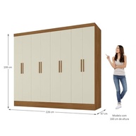 Guarda-Roupa Casal 8 Portas 4 Gavetas Jatobá Yescasa Cinamomo/Off White - Design Moderno e Espaçoso - imagem 3