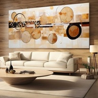 Quadro Decorativo Geométrico 100x50cm - Design Abstrato Bege e Marrom para Sala, Quarto e Hall - imagem 3