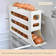 Suporte para Ovos com Rolamento Automático – 4 Camadas, 30 Ovos, Design que Economiza Espaço - imagem 4