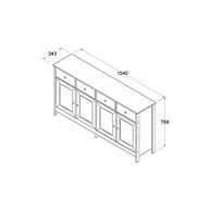 Aparador Buffet Ditália 4 Portas e 4 Gavetas – Design Moderno em Branco para Ambientes Sofisticados - imagem 4