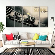 Quadro Decorativo 5 Peças Ayrton Senna F1 140x65cm - Design Premium para Fãs de Corrida - imagem 3